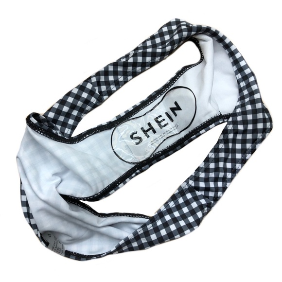 SHEIN NEW bikini black & white plaid summer tied - Picture 3 of 7